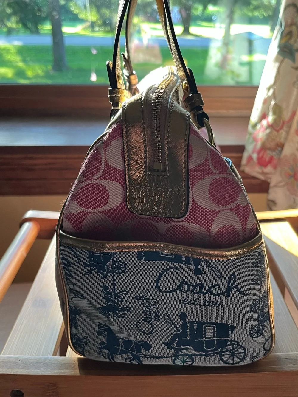 2011 COACH PINK & Gold HAMPTON PATCHWORK SATCHEL D1171-F17164: Lovely Condition!